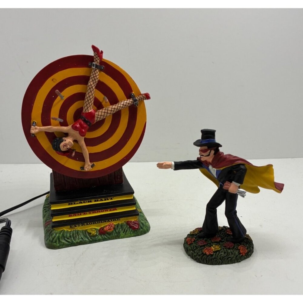 Dept 56 Halloween Magician & Target Lady Electric Animated Display Figurine Set